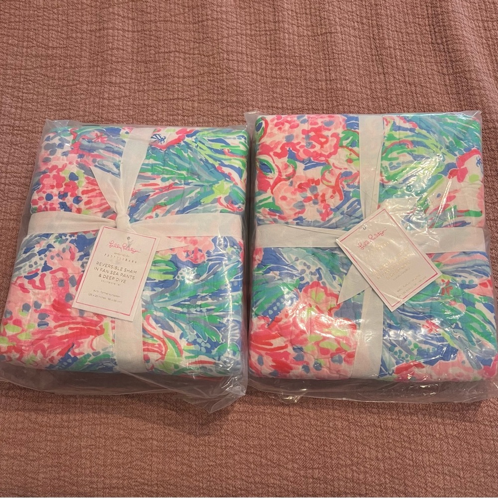 Pottery Barn Lilly Pulitzer Euro Shams Fan Sea Pants & Deep Dive